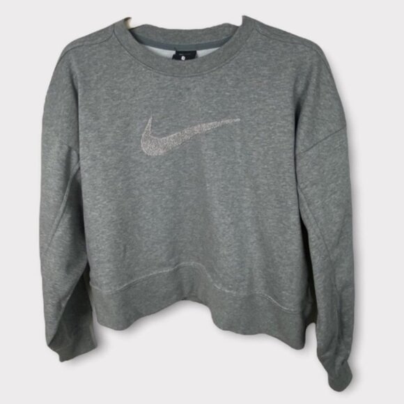 Nike Swoosh Training Crew Neck Chenille Sweatshirt Grey Size Small 2020 Pullover - Picture 2 of 12